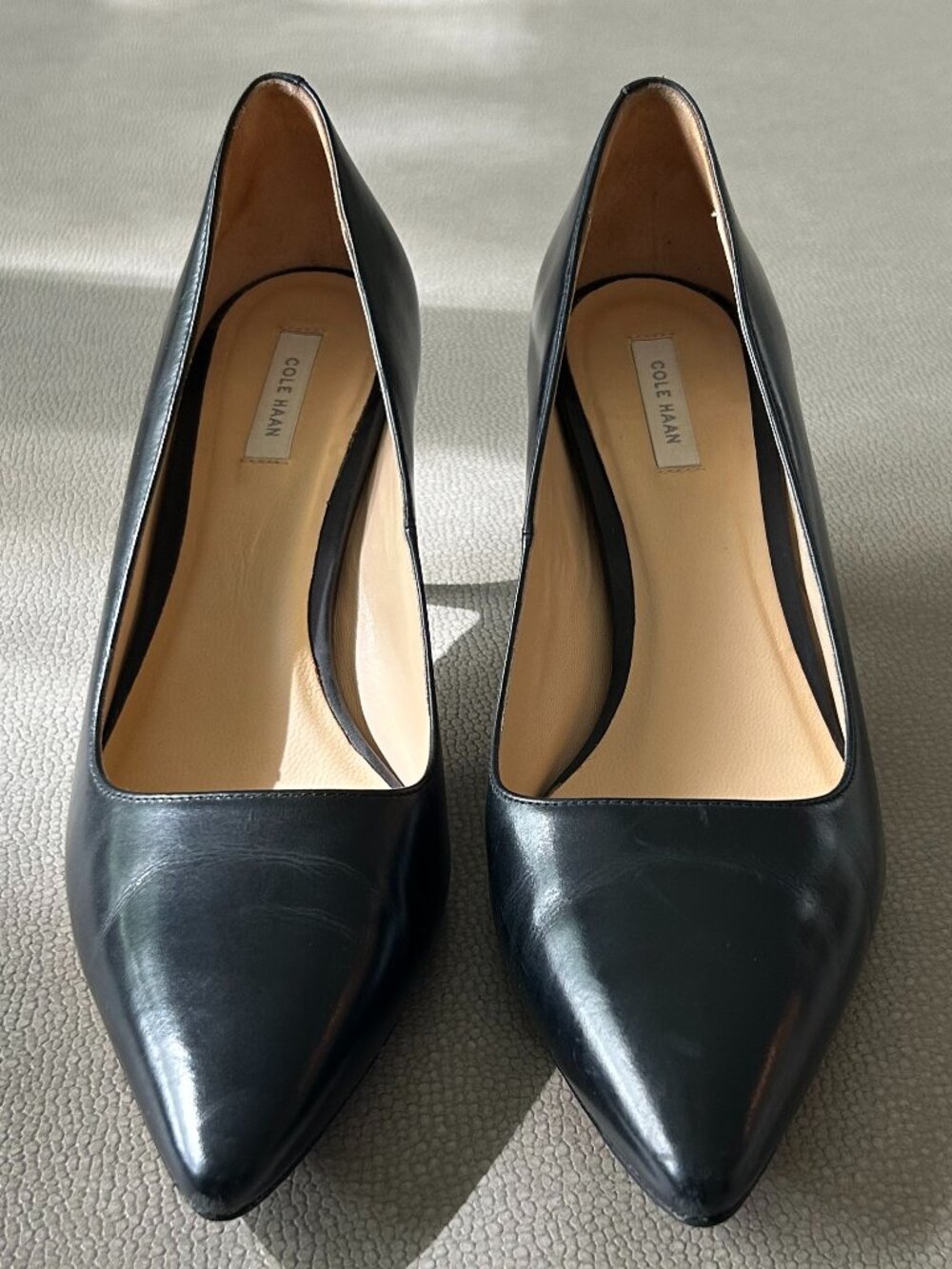 Cole Haan Pointed Toe Pumps in Black Leather
